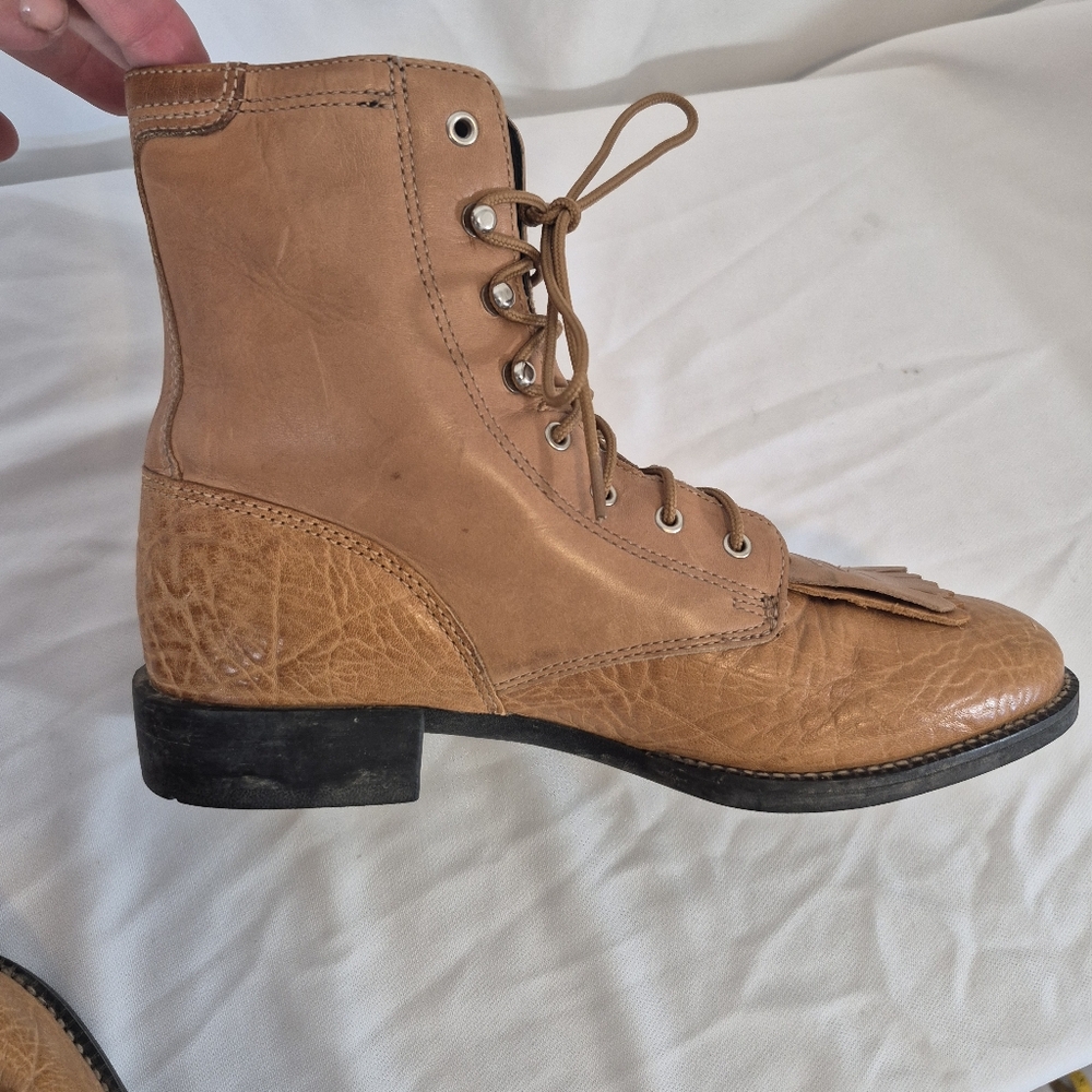Ariat Women's 7B Heritage Lacer II Kiltie Distressed Brown Western Boots - Picture 7 of 11